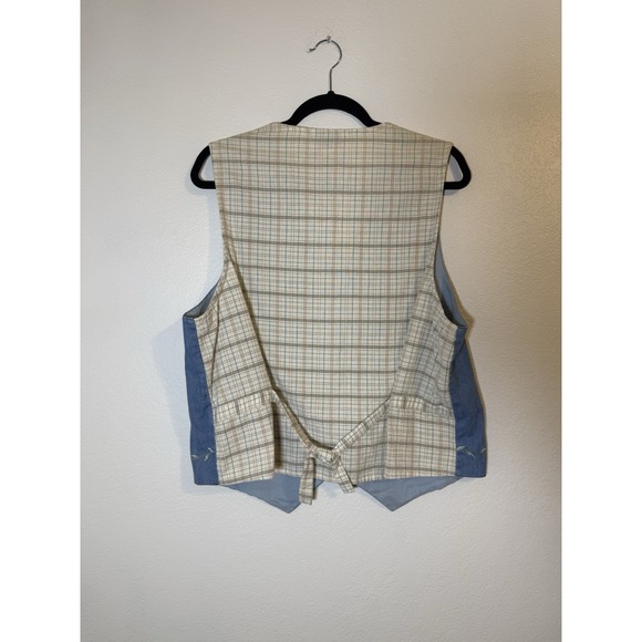 Chambray Grandma Core Embroidered Button Up Vest Size XL Vintage Casey & Max - Picture 2 of 3